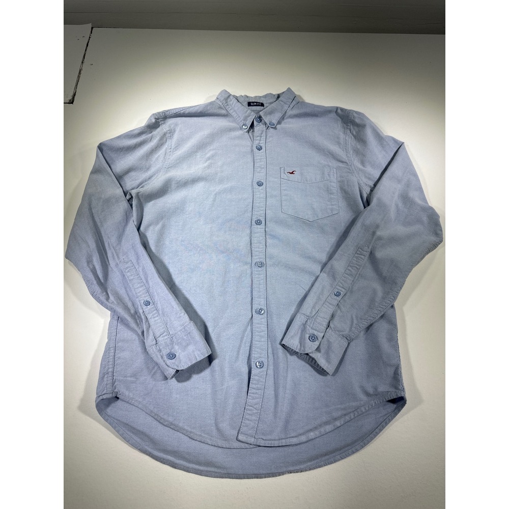 Hollister Epic Flex Slim Fit Oxford Shirt Mens Medium Light Blue Long Sleeve